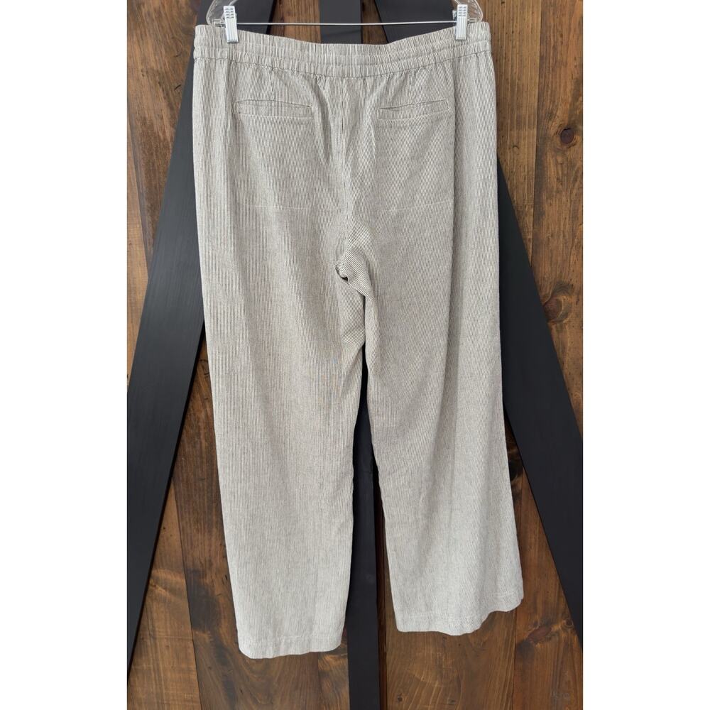 Caslon Women’s Striped Linen Blend Wide Leg Drawstring Pants L Boho - Picture 2 of 9
